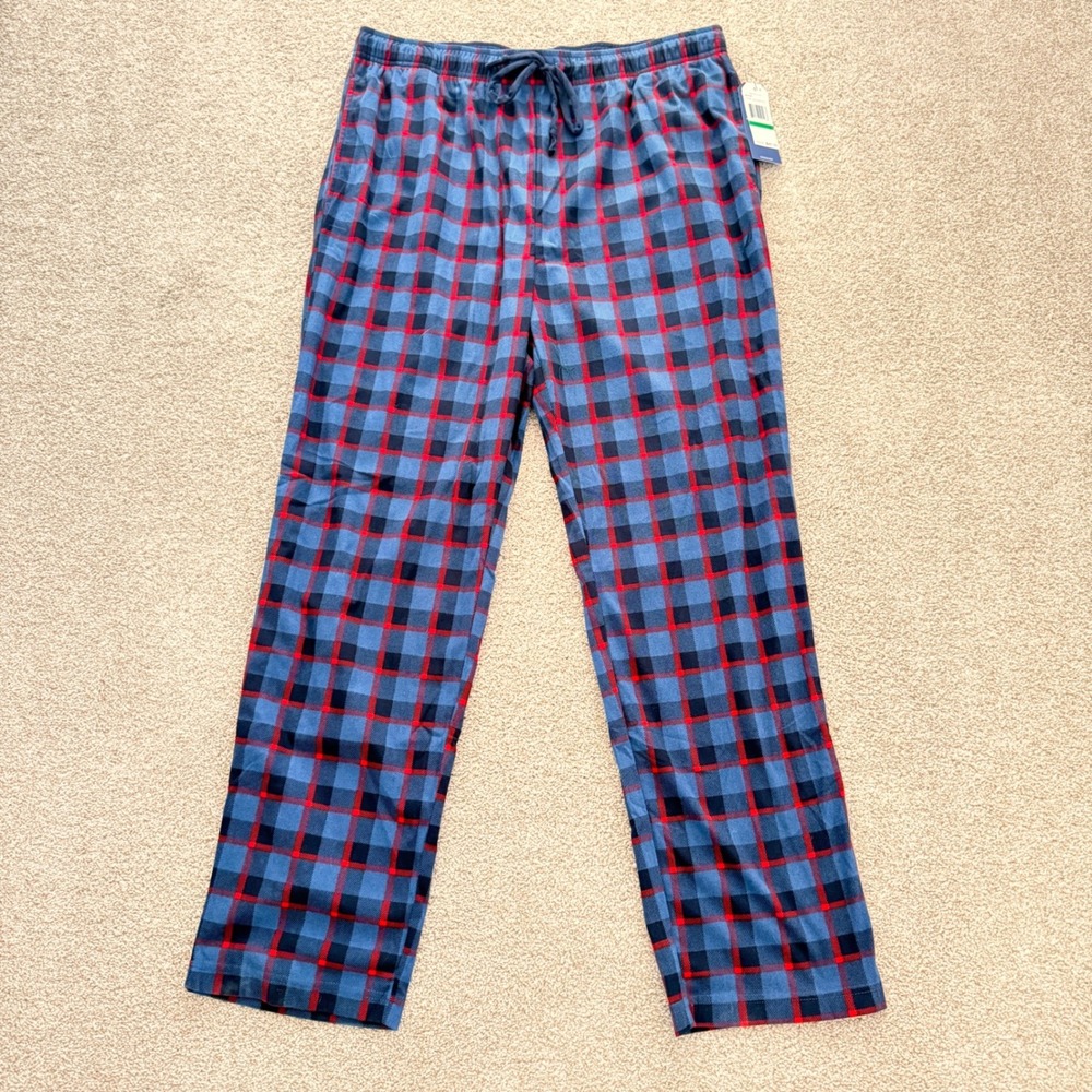 Nautica Pajama Pants Mens Large Blue Red Plaid Sleepwear Super Soft KP270T